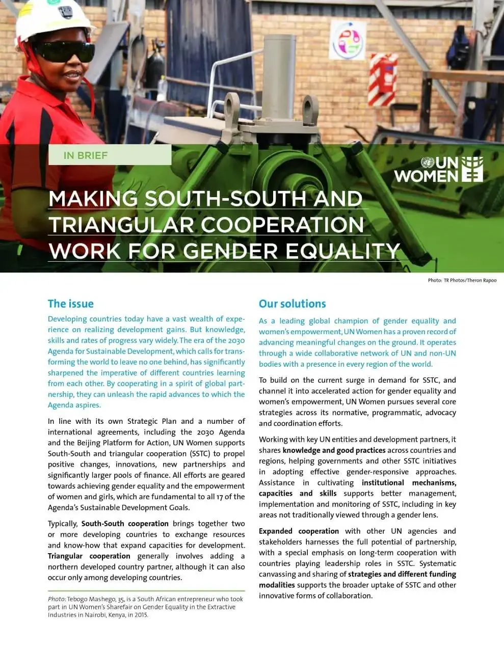 Brief: Making South–South and triangular cooperation work for gender equality
