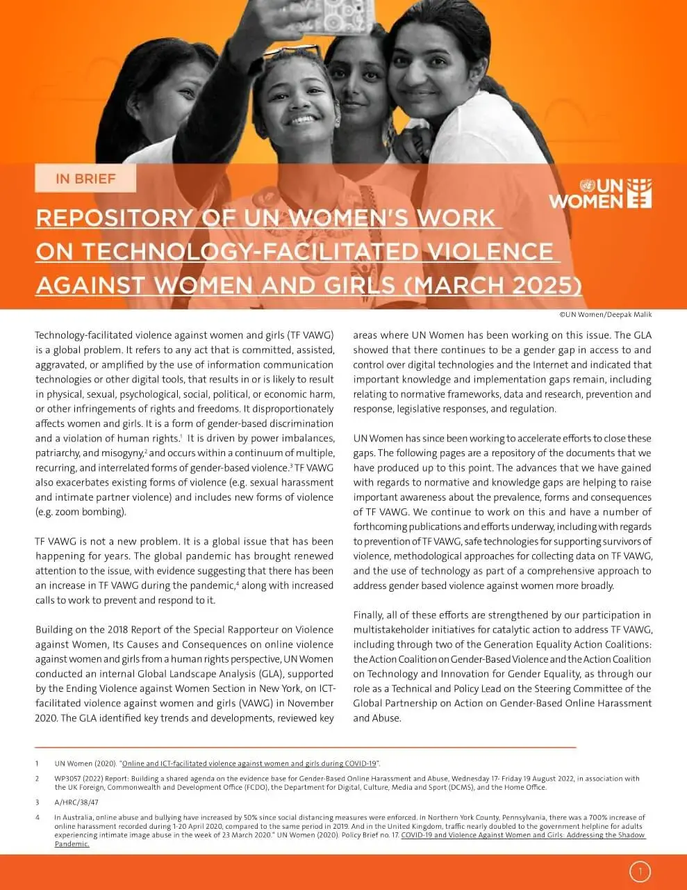 Repository of UN Women’s work on technology-facilitated violence against women and girls