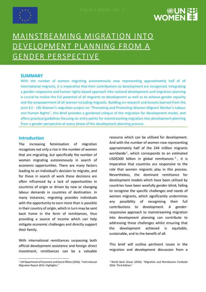 Policy-brief-Mainstreaming-migration-en.jpg Mainstreaming migration into development planning from a gender perspective