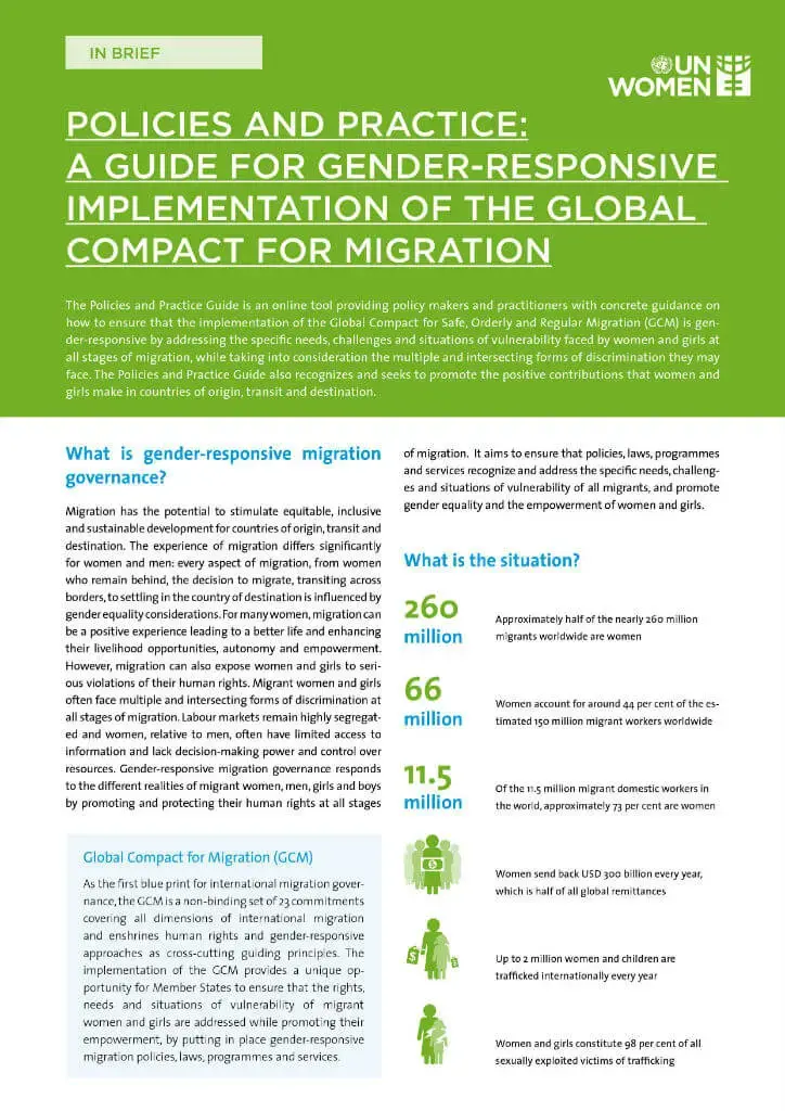 In brief: Policies and practice: A guide for gender-responsive implementation of the Global Compact for Migration