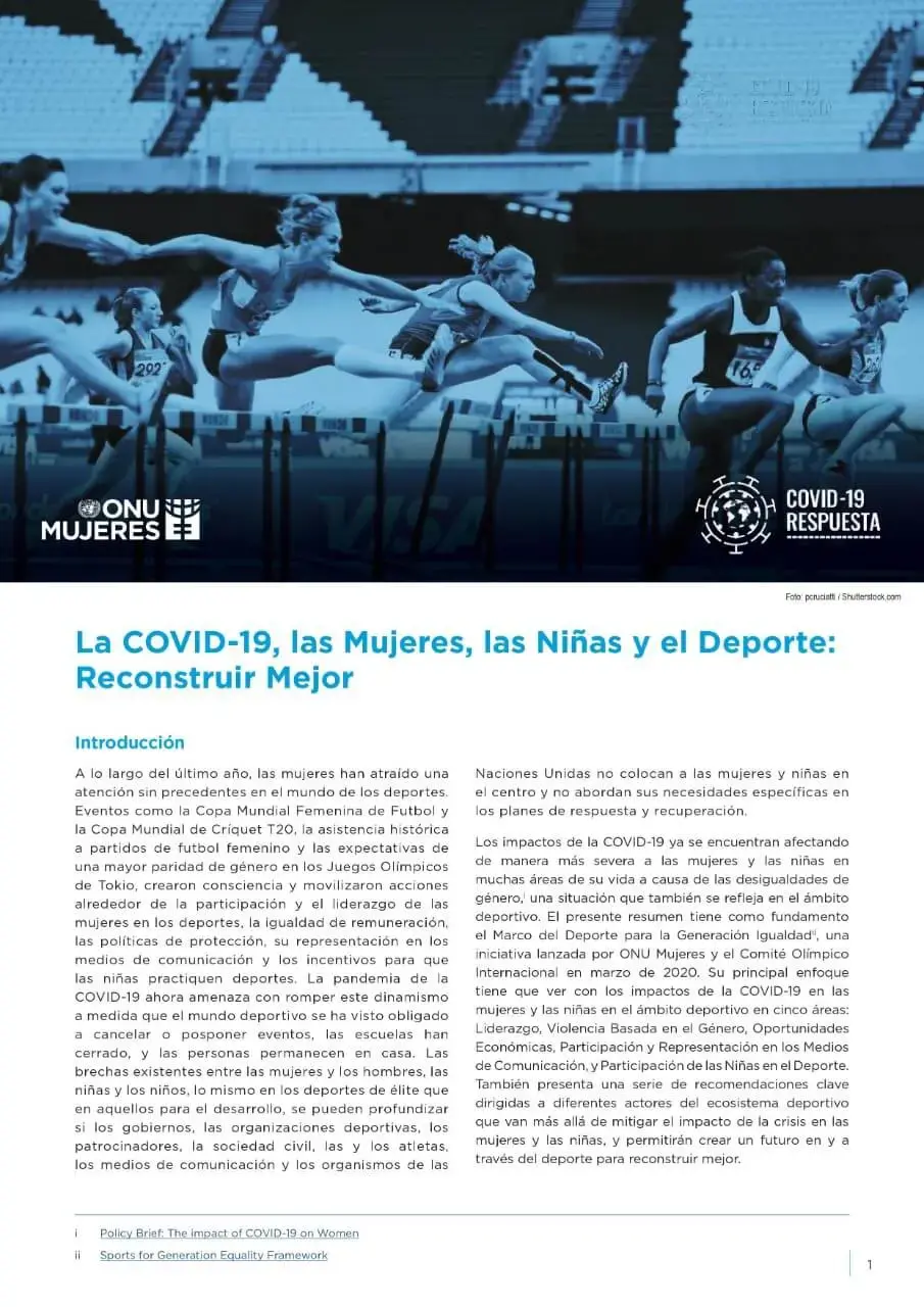 Brief-COVID-19-women-girls-and-sport-es.jpg La COVID-19, las mujeres, las niñas y el deporte: Reconstruir mejor