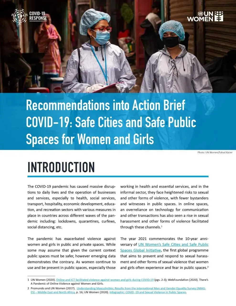 Recommendations into action brief COVID-19: Safe cities and safe public spaces for women and girls