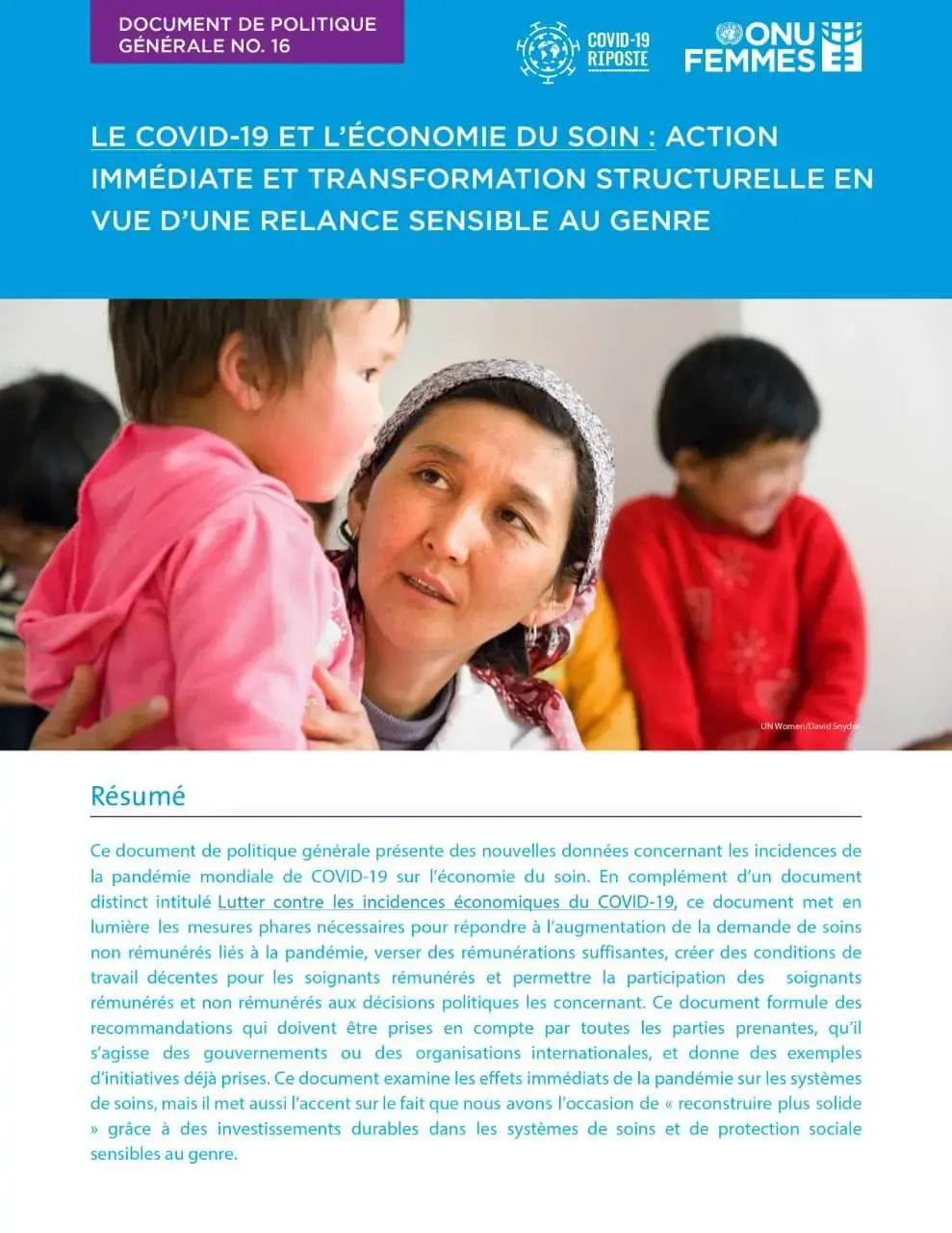 Policy-brief-COVID-19-and-the-care-economy-fr.jpg Le COVID-19 et l’économie du soin : action immédiate et transformation structurelle en vue d’une relance sensible au genre