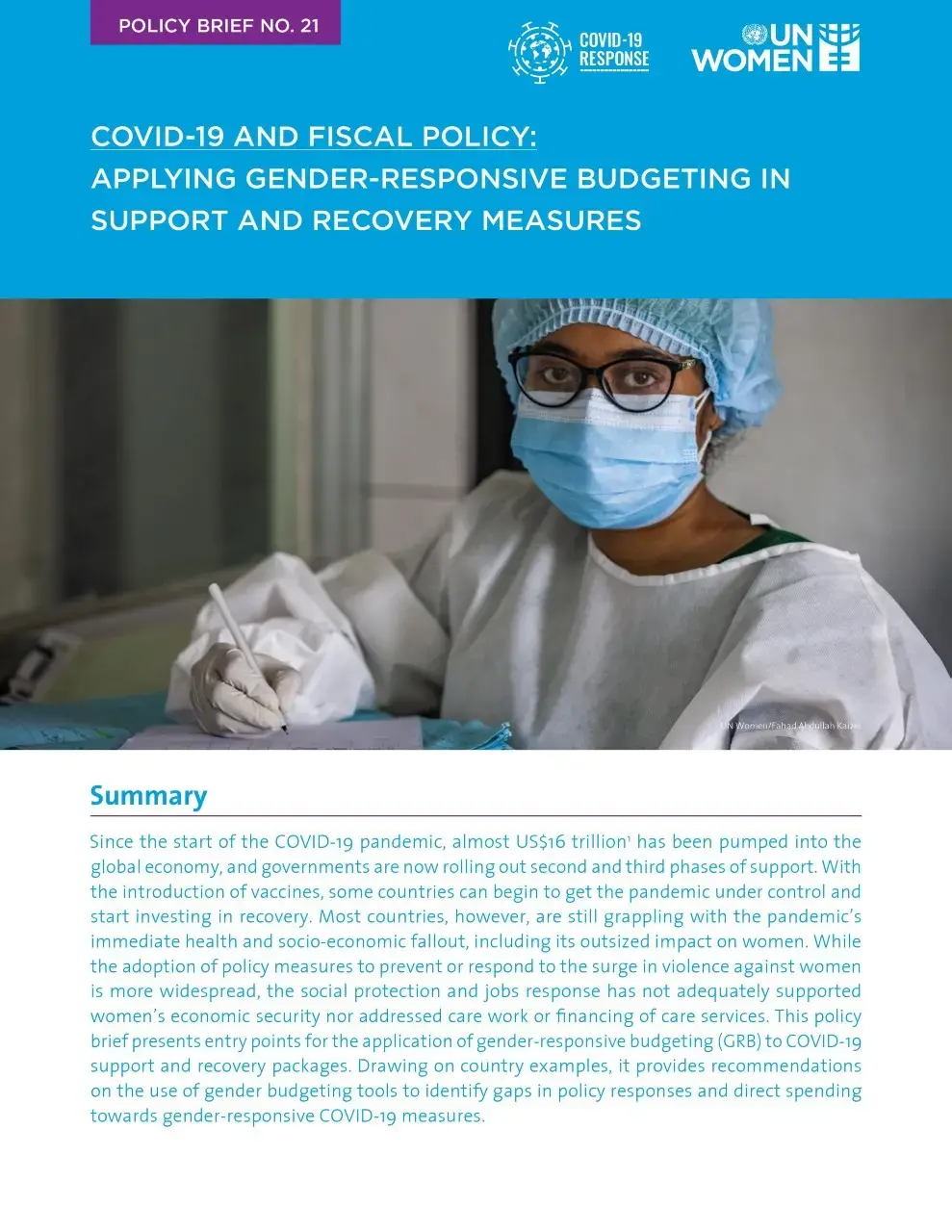 Policy-brief-COVID-19-and-fiscal-policy-en.jpg COVID-19 and fiscal policy: Applying gender-responsive budgeting in support and recovery measures