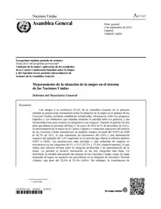 ImprovementStatusOfWomenInTheUNsystem2012es232x.jpg Mejoramiento de la situación de la mujer en el sistema de las Naciones Unidas: Informe del Secretario General (2012)